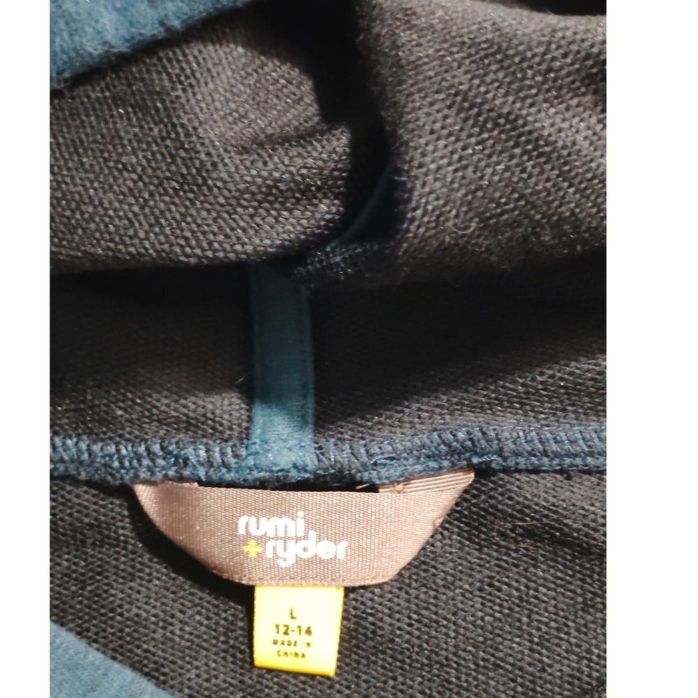 Rumi‎ Ryder Teal Heathered Pullover Hoodie Pocket Sweatshirt Size L 12-14 Kid - Picture 6 of 8